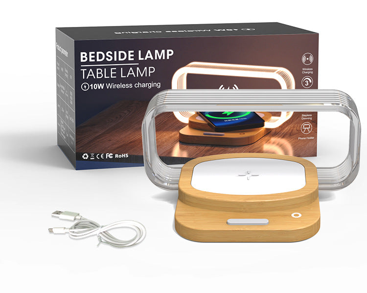 wooden wireless charger night lamp