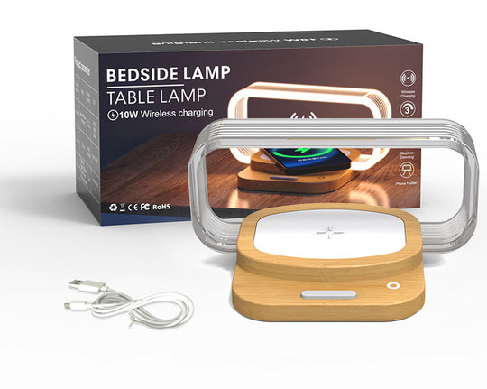 wooden wireless charger night lamp