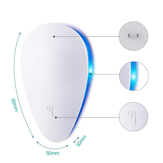Ultrasonic mosquito repellent with LED light