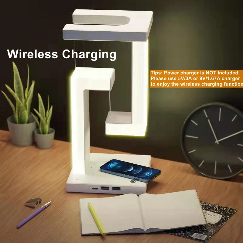 luxury floating lamp with wireless charger