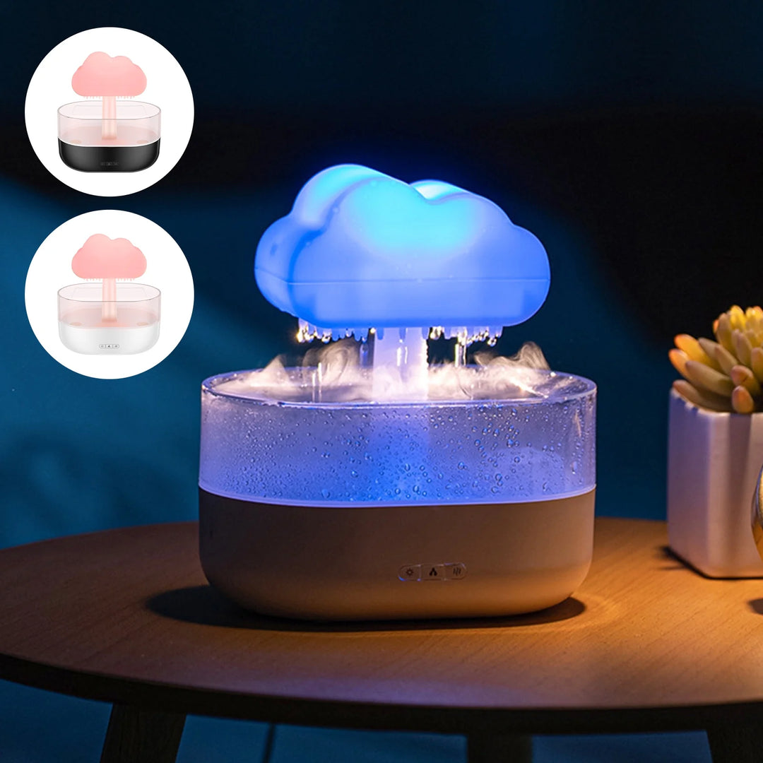 7 Color Lights Rain Cloud Humidifier, Timing Water Drip Aroma Diffuser, Mushroom Waterfall Lamp for Home Office Bedroom