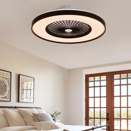 modern 23-inch black ceiling fan with RGB light