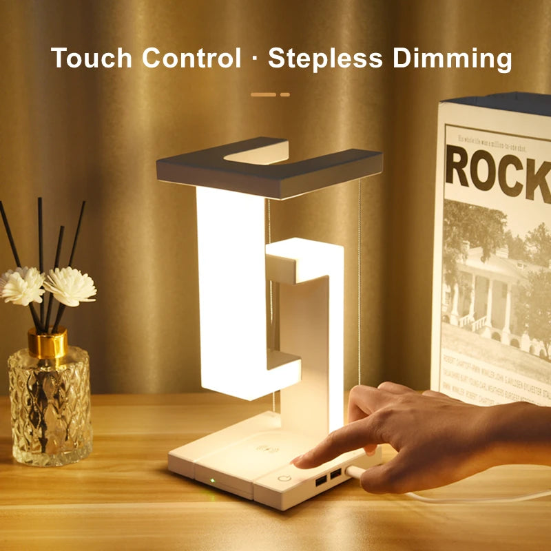 luxury floating lamp with wireless charger