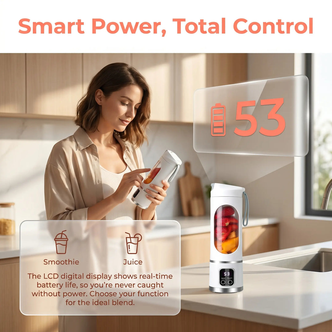 【Summer Sale Deals】 Portable 15.22 Oz USB Rechargeable Personal Blender with LED Display, Durable Abs Material, Perfect for Smoothies &amp; Juices, Home Kitchen Essential,Home Essentials