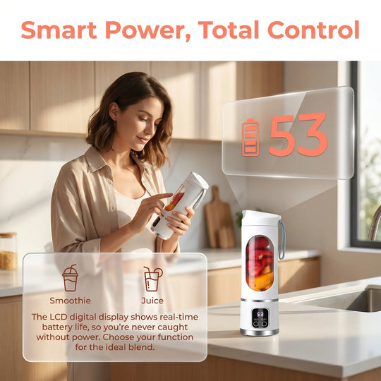 【Summer Sale Deals】 Portable 15.22 Oz USB Rechargeable Personal Blender with LED Display, Durable Abs Material, Perfect for Smoothies &amp; Juices, Home Kitchen Essential,Home Essentials