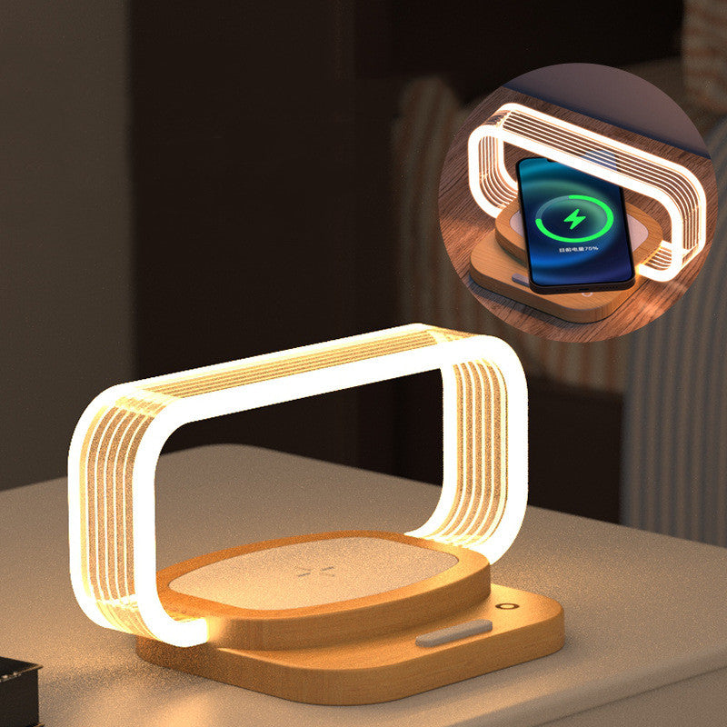 wooden wireless charger night lamp