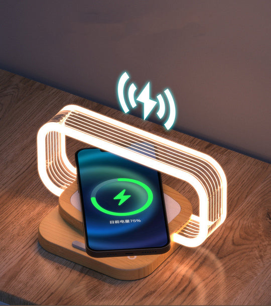 wooden wireless charger night lamp